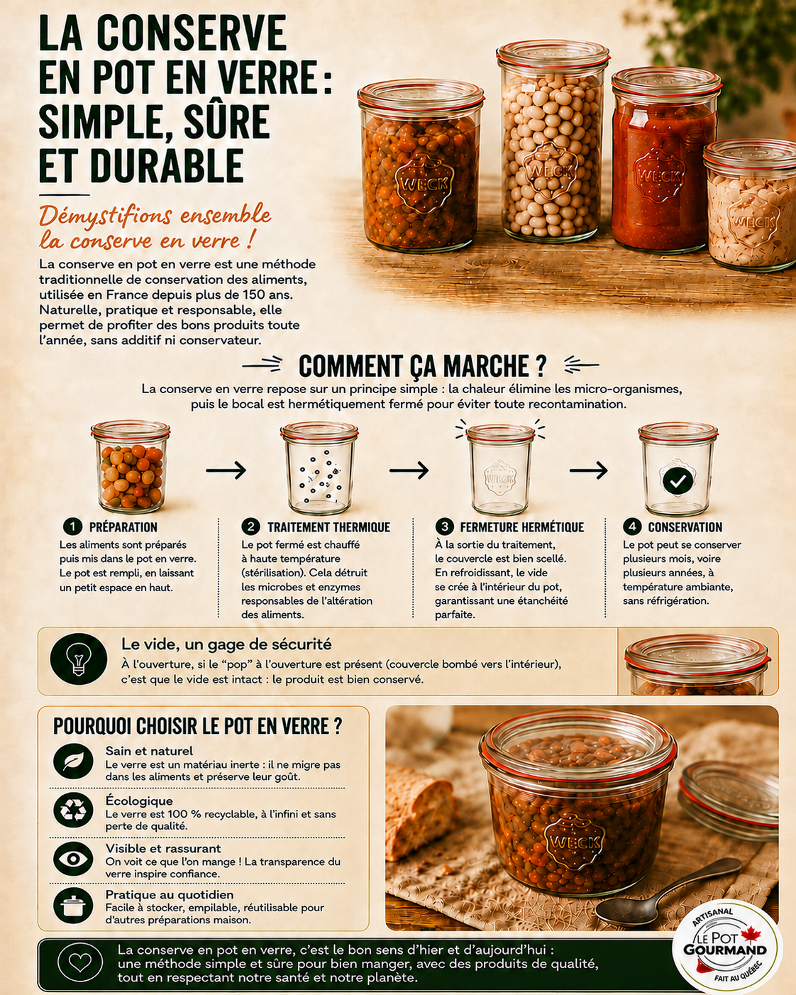 La conserve en pot en verre : simple, sûre et durable